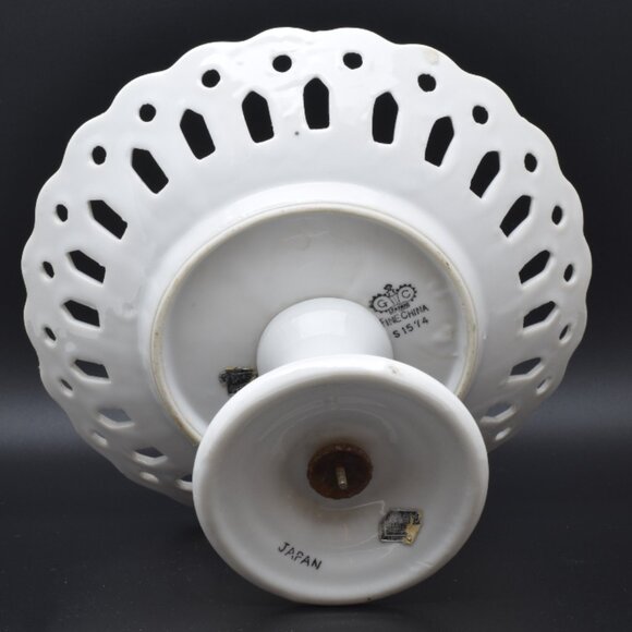 Vintage GC Fine China S1574, Pedestal Bowl with Cutouts, Fruit, Japan - Picture 4 of 7